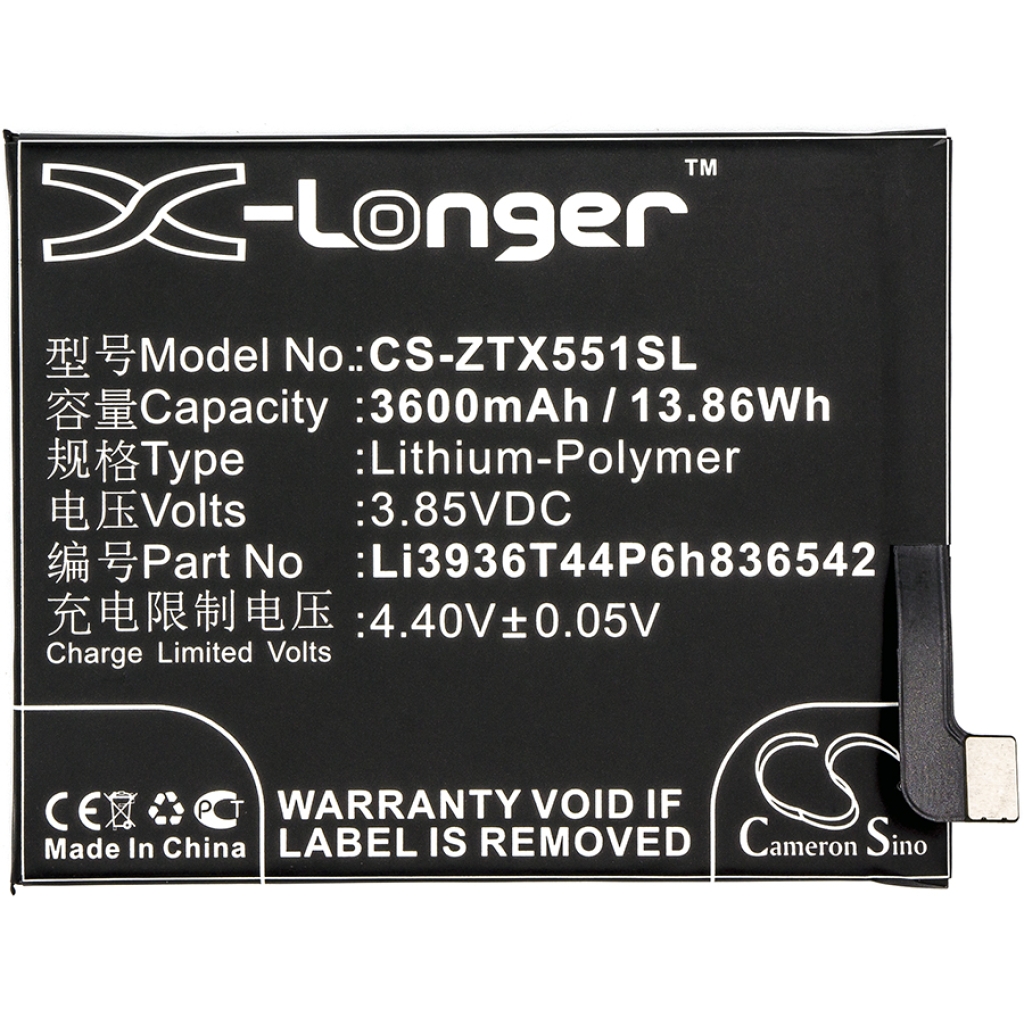 Compatibele batterijvervanging voor Nubia LI3936T44P6H836542